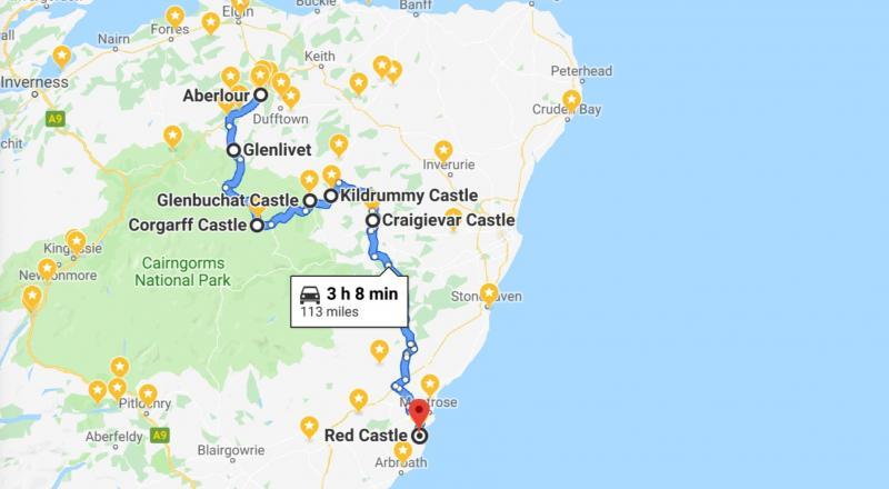 highlands speyside to pink sand beaches map